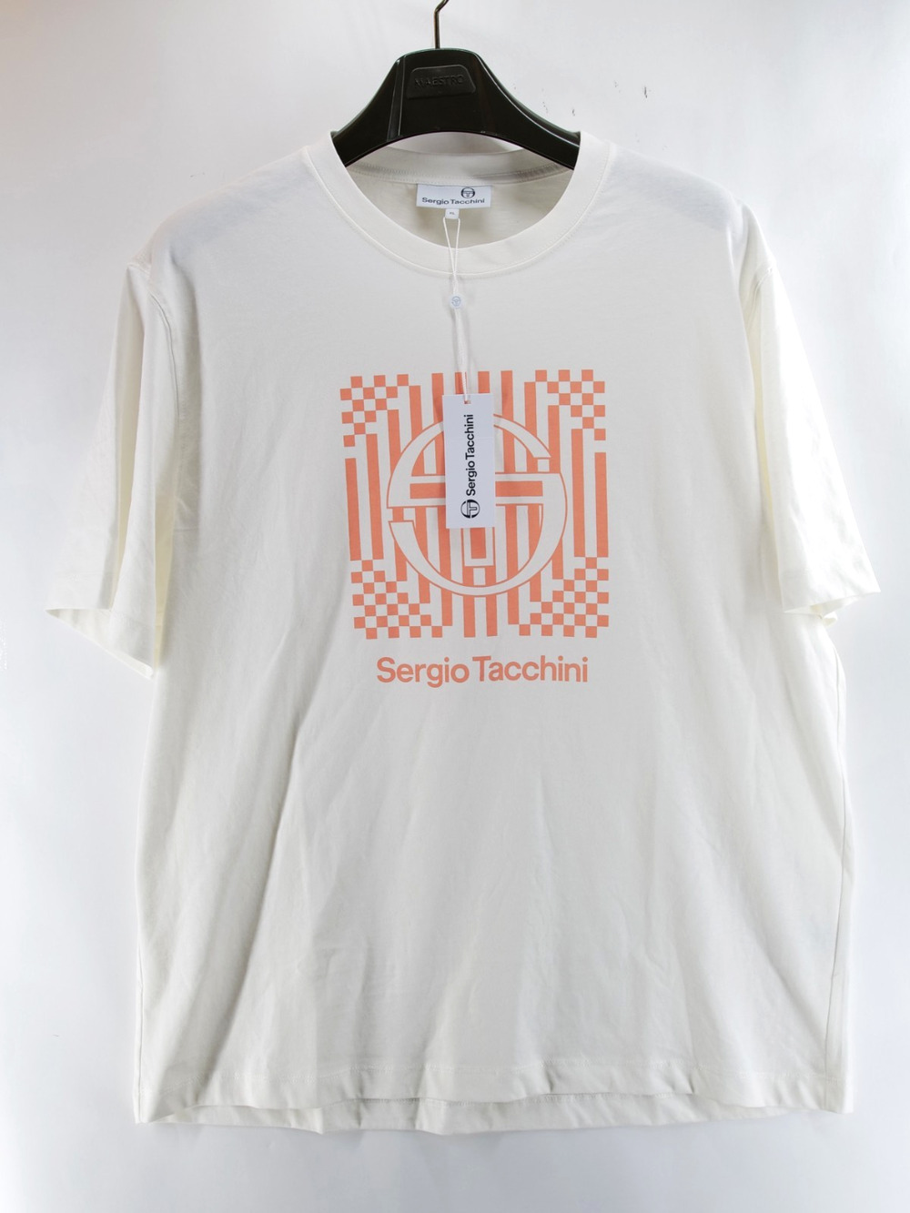 Sergio Tacchini White Piastrella Tee Shirt Mens XL NWT Graphic Front